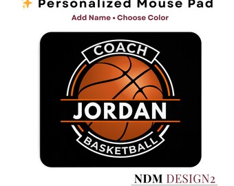 Personalized Coach Mouse Pad Basketball | Custom Coach Gift | Basketball Coach Desk Mat | Team Gift for Coach | Name Mouse Pad | Sports Gift