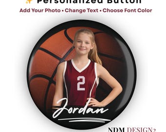 Custom Basketball Photo Pin – Personalized Player Team Gift (2.25"/3")