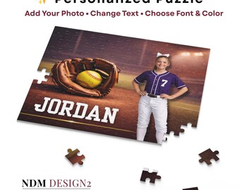 Personalized Softball Puzzle with Name – Custom Sports Photo Puzzle Gift for Girls – 48 or 120 Piece Jigsaw Keepsake