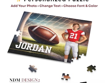 Personalized Football Puzzle with Name – Custom Sports Photo Puzzle Gift for Boys – 48 or 120 Piece Jigsaw Keepsake
