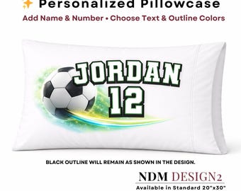 Personalized Soccer Name & Number Pillowcase | Custom Soccer Pillow | Sports  Style Pillow | Soccer Gift | Team Gift | Custom Name Pillow
