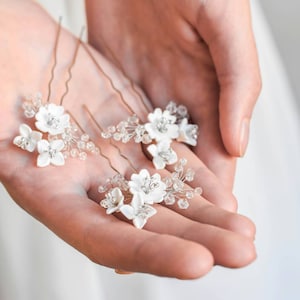 Pin de pelo de novia de oro, Alfileres de pelo de novia, Alfileres de pelo de boda, Peine de pelo de novia, Accesorios de boda, Alfileres de pelo de flores, Pin de pelo de cristal, Nupcial