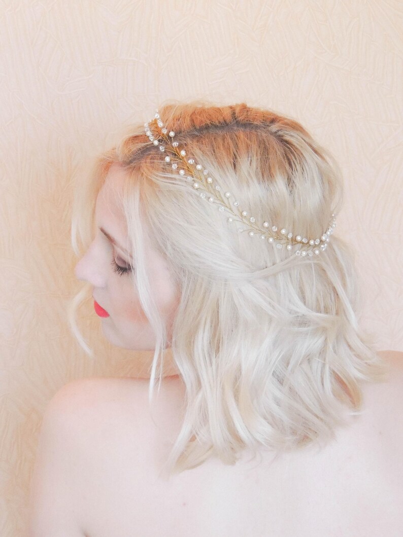 Bridal Hair Vine Wedding Hair Vine Bridal Hair Halo Delicate Gold Headband Pearl Hair Vine Boho Hair Vine Wedding hair piece crystal vine