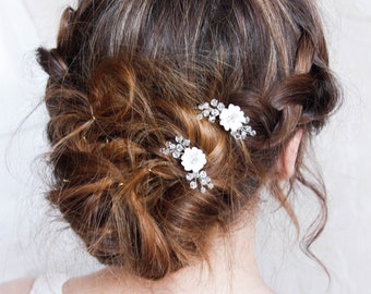 Pines de pelo de novia, Pines de pelo de boda, Pin de pelo de cristal, Pin de pelo de novia de oro, Pines de pelo de perla de cristal, Accesorios de boda, Alfiler de pelo floral