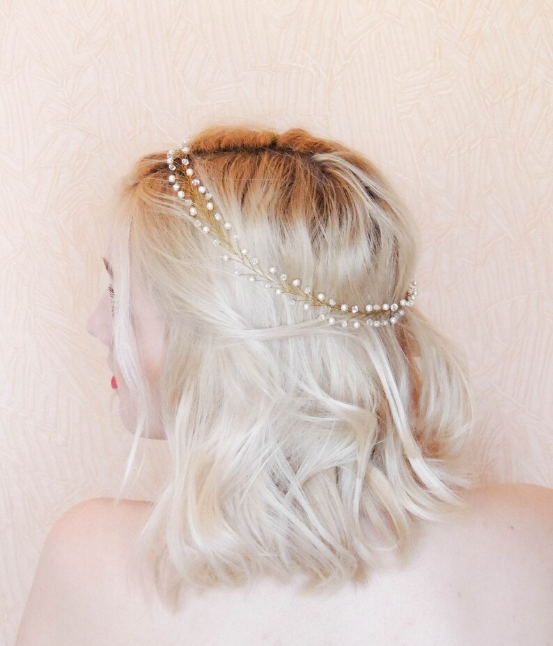 Bridal Hair Vine Wedding Hair Vine Bridal Hair Halo Delicate Gold Headband Pearl Hair Vine Boho Hair Vine Wedding hair piece crystal vine