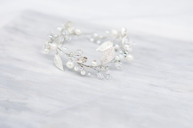 Bracelet Silver Bracelet Wedding Jewelry Brides Crystal Bracelet Bridal Jewelry Leaf Jewelry Bridal Bracelet Gold Leaf Bracelet