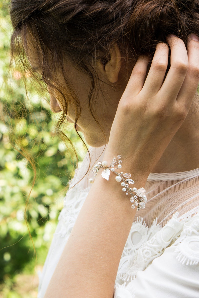 Bracelet Silver Bracelet Wedding Jewelry Brides Crystal Bracelet Bridal Jewelry Leaf Jewelry Bridal Bracelet Gold Leaf Bracelet