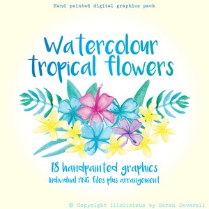 Watercolour Tropical Flowers Hand-painted Digital Graphics Invitations