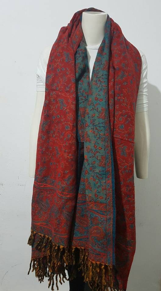 Real Yak Wool Shawl/himalayan Made Maroon/red COLOUR Paisley - Etsy