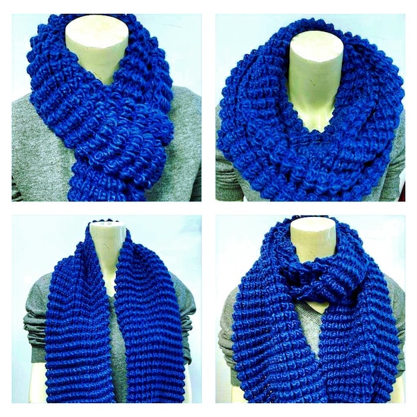 Womens super soft knitted ROYAL BLUE colour chunky knit winter SNOOD scarf,Neck warmer,infinity scarf,loop oversized winter warm scarf