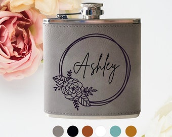 Flasque en cuir personnalisée - Cadeau de demoiselle d'honneur gravé