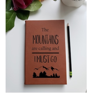 Leather Journal | Nature mountain inspired Notebook Custom Laser Engraved | Guest Book | Personalized Journal