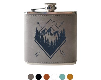 Gourde géométrique montagne, cadeau randonnée personnalisé