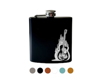 Flasque de guitare gravée - Flasque de hanche en cuir personnalisée