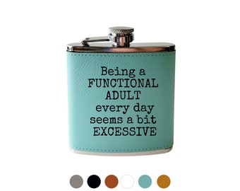 Flasque en cuir gravée – Cadeau amusant pour adulte, 6 oz