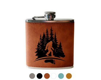 Flasque en cuir Bigfoot gravée - Cadeau personnalisé pour la fête des pères