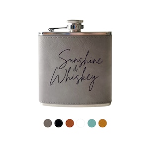 Flask Sunshine and Whiskey.  Personalized Funny Gift for Her Woman Sister Girlfriend Camping hiking gift