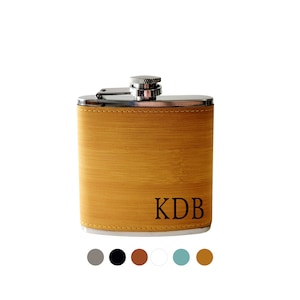Flask- Personalized Flask for Men, Leather Groomsmen Flask Gift, Bachelor Party Gift