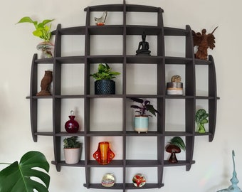 Charcoal Black Round Wall Shelf: Geometric Sphere Bookcase