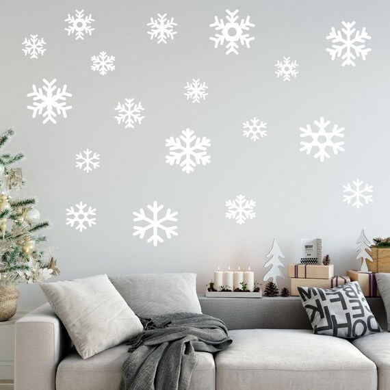 Merry Christmas Decoration Wall Stickers Shop Window Snowflake Baubles 