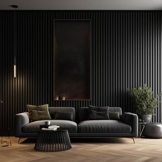 Ultra Black Acoustic Slat Wood Paneling for Soundproofing Walls –