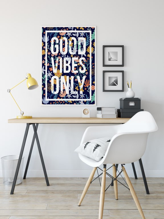 Motivational Poster 'YES YOU CAN' Modern Floral Vibrant Tropical Print IKEA size