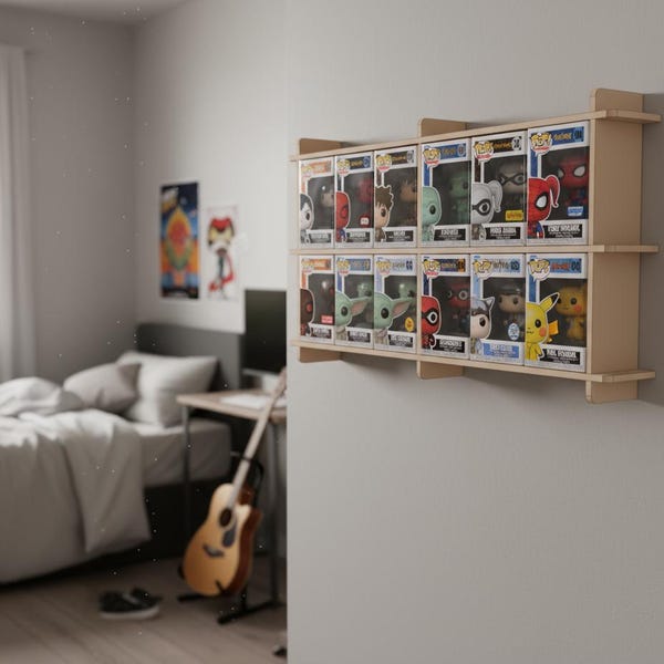 MDF Funko Pop Display Shelf: Holds 6 up to 30 Boxed Figures EASY INSTALL System 1-5 tiers