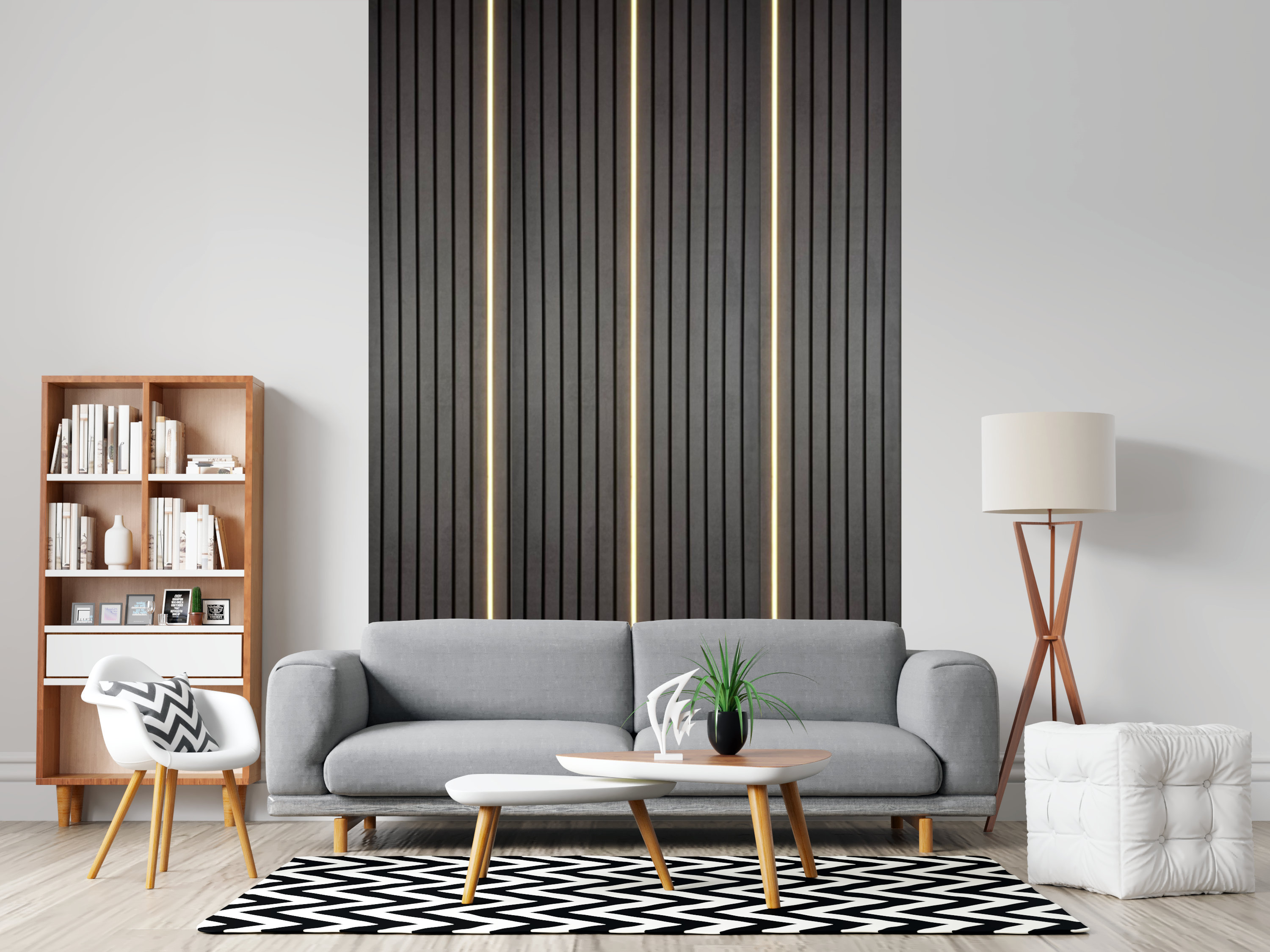 LED Ready Black on Black Modern Slat Wall Panel Chunky 20mm 39cm x 242cm Cladding 0.94 sq. meter panelling MDF cladding FREE trimming