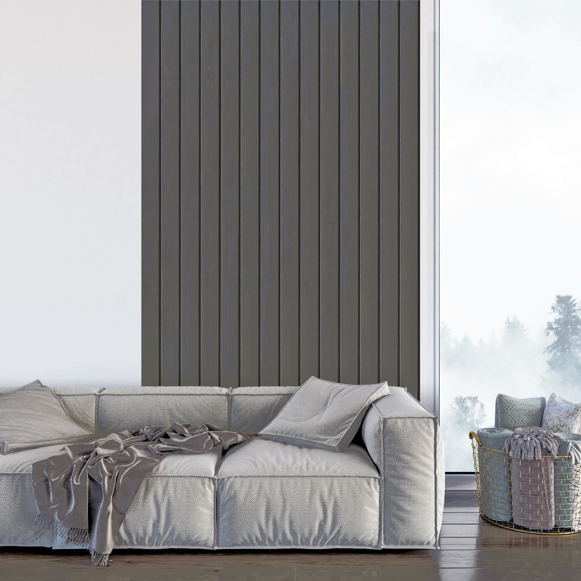 Wide Slat Wall Panels: Black or Paintable MDF Cladding (39cm X 242cm ...