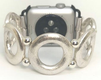 Apple Watch Bracelet Band Circle Classic Silver Round Trendy Tech Shop Apple Watch Band Apple Watch Bracelet Womens Feminine