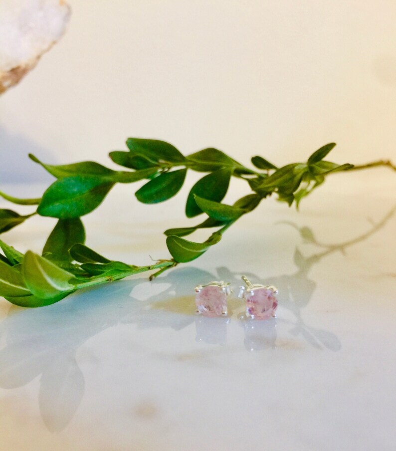 Morganite Stud Earrings | Round Solitaire Morganite Stud Earrings | shops Morganite Earrings | Genuine Pink Morganite Stud Earrings | Gift |