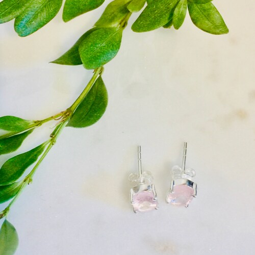 Morganite Stud Earrings | Round Solitaire Morganite Stud Earrings | shops Morganite Earrings | Genuine Pink Morganite Stud Earrings | Gift |