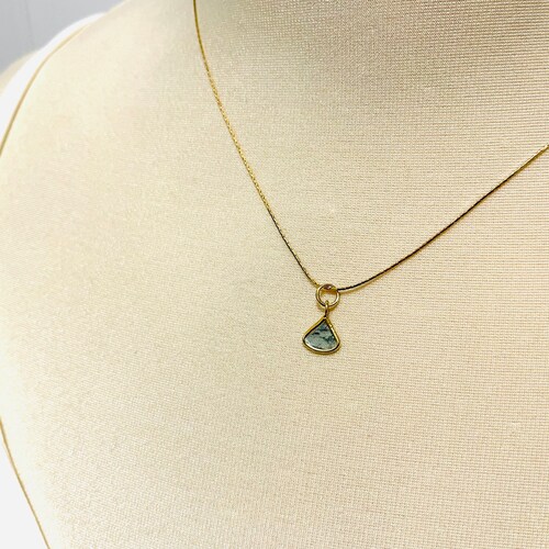 Shops Diamond Necklace. Blue Diamond Slice necklace. Diamond slice necklace Silver Plated Necklace. Diamond Slice. Christmas gift. Gift for her