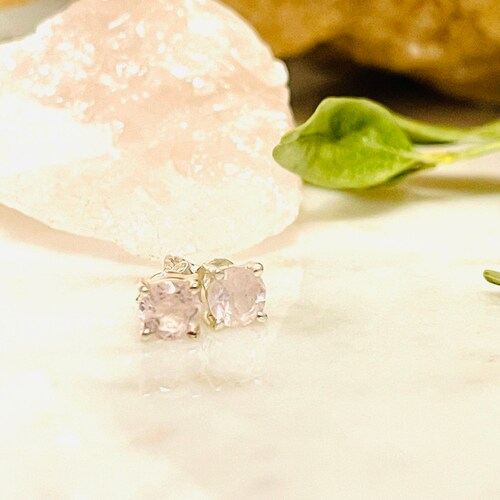 Morganite Stud Earrings | Round Solitaire Morganite Stud Earrings | shops Morganite Earrings | Genuine Pink Morganite Stud Earrings | Gift |