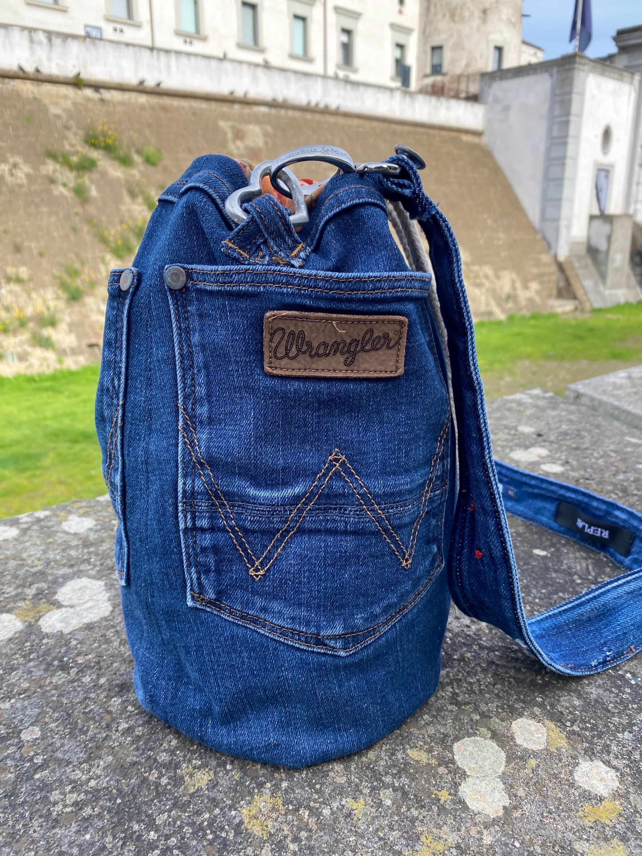 Zainetto Sacca Di Jeans Fai Da Te Sacca/Zaino 100% Doppio Manico