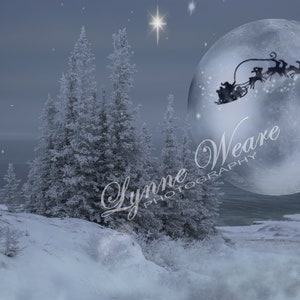 Magical North Pole Scene Digital Background with Santa