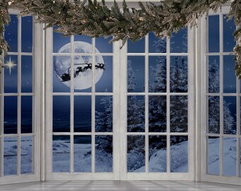 Magical Christmas Window Digital Backdrop
