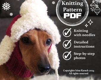 Christmas Dog Hat Knitting Pattern: Dachshund Snood Pdf Guide