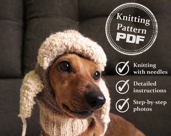 Warm dog hat PDF Knitting pattern // Alpaca dog hat / Dog snood / Dog hat / Winter dog hat / Knit dog hat / Xmas dog cloth