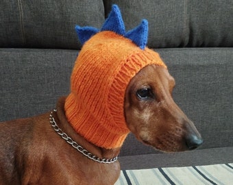 Dragon dog hat / Dog snood / Dog hat / Winter dog hat / Knit dog hat / Dinosaur hat for dog / Dragon dog clothes Dino hat