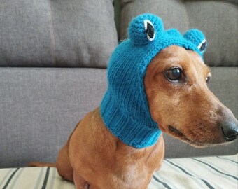 Froggy dog hat / Frog dog hat / Dog snood / Dog hat / Animal dog hat / Knit dog hat / Frog costume for dog / Animal dog clothes