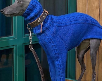 Jersey para galgo italiano, tejido a mano, cálido y cómodo para perros. Jersey de punto trenzado para whippet.