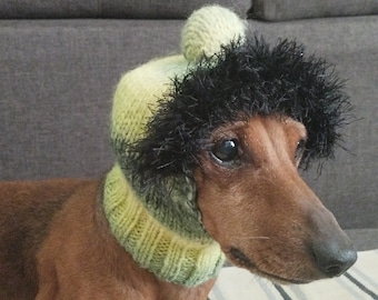 Alpaca Dog Snood, Knit Winter Hat for Dachshund