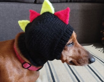 Dragon dog hat / Dog snood / Dog hat / Winter dog hat / Knit dog hat / Dinosaur hat for dog / Dragon dog clothes Dino hat