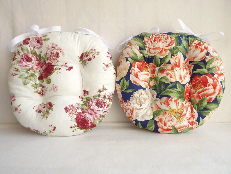 Round Seat Cushions Floral chair pads Chair cushions Etsy
