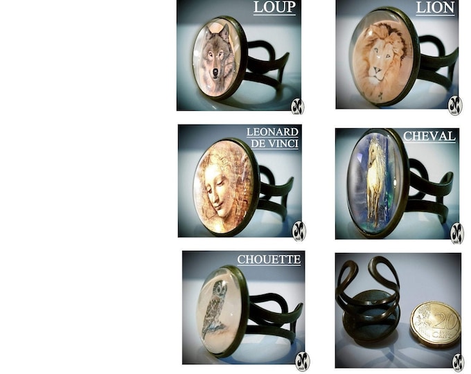 Rings: Wolf, horse, lion, owl, Leonardo da Vinci