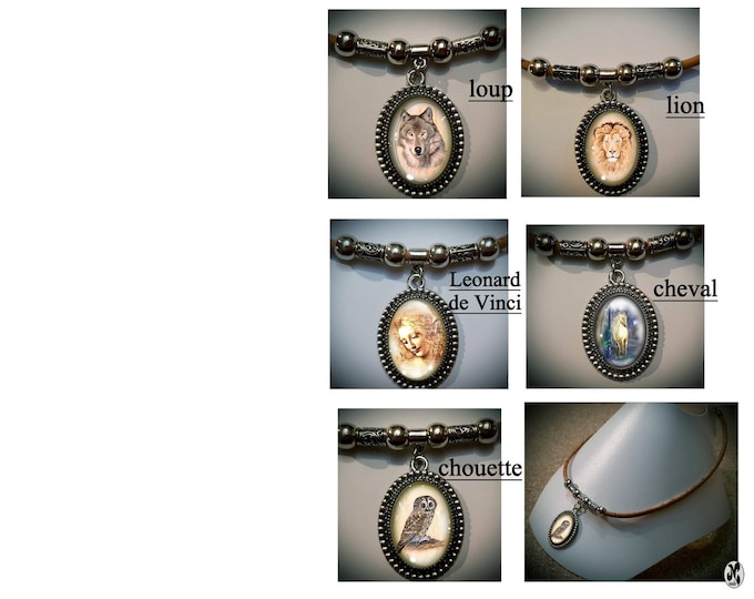 Hanger necklace: wolf, lion, horse, owl, da vinci leonard "la scapigliata"