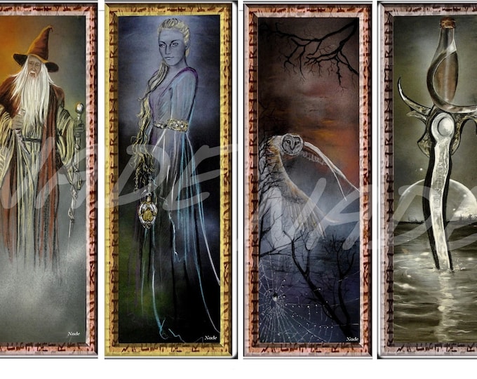 Set of 4 bookmarks illustration "artist NADE". Fantasy