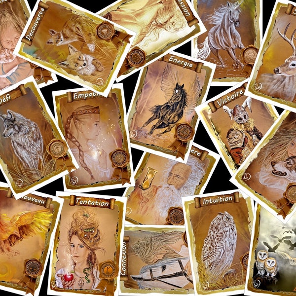 Les 16 cartes magiques de NADE, 2ème édition. Chaque carte sert de talisman précis, grâce à certain symbole inscrit dans le sceau