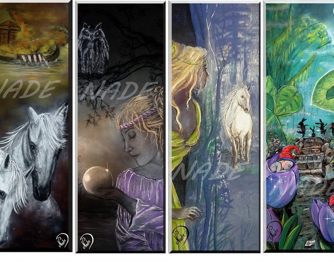 Set of 4 bookmarks illustration "artist NADE" legend